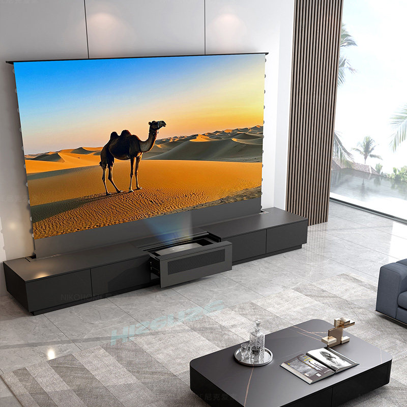 Invisible smart theater floor-mounted screen electric telescopic cabinet