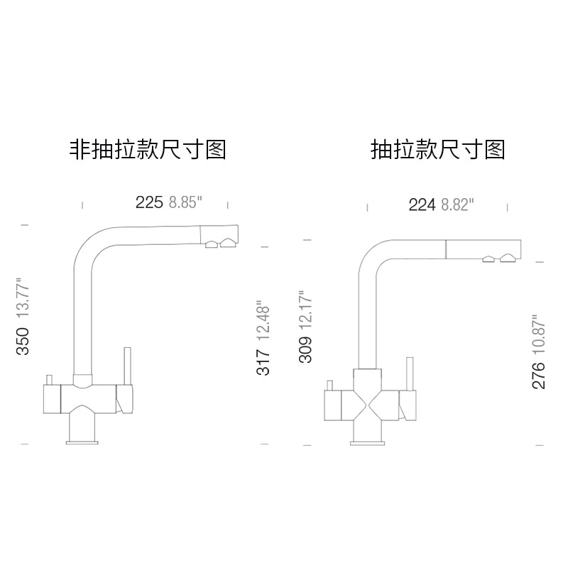 德国Schock硕科厨房花岗岩冷热净水双出水抽拉龙头不锈钢Vitus - 图1