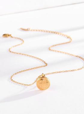 中国风福喜小圆豆钛钢项链女小众