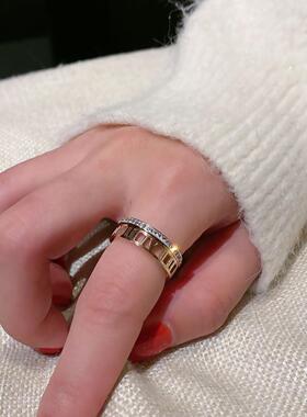 欧美新款钛钢戒指女18k玫瑰金