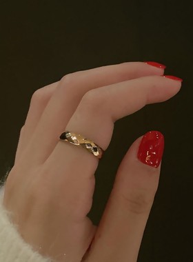 钛钢戒指ring女18k玫瑰金情侣对