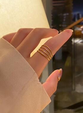 日韩钛钢开口可调节戒指韩版冷淡