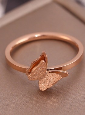 经典蝴蝶钛钢戒指ring女戒女小众