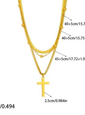 欧美时尚外贸爆款十字架蛇骨三层