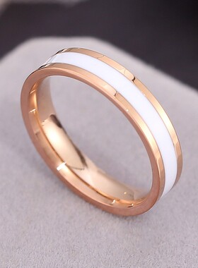日韩ins风钛钢滴胶戒指ring女戒