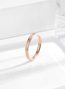 韩版简约英文字母钛钢戒指女时尚