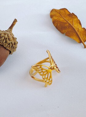 钛钢时尚戒指ring女戒女蝴蝶18k