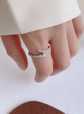 韩国简约钛钢戒指女ins潮满钻小