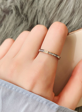 戒指ring女戒女单钻白贝指环