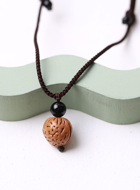 桃核项链野生脑纹平安项坠