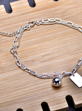 时尚多层999纯银手链足银防过敏