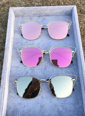 复古度假风网红金属太阳镜街拍