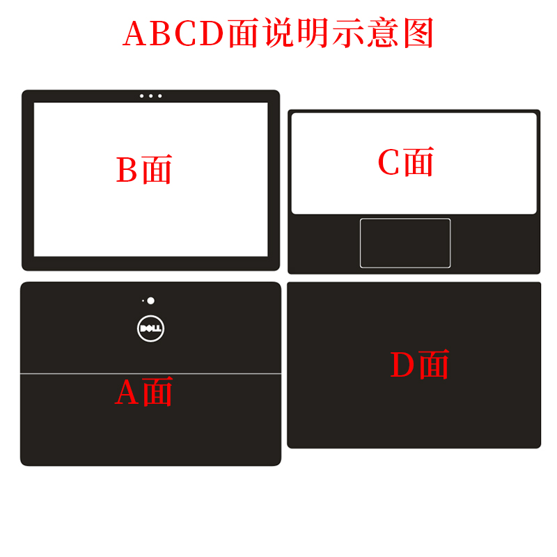 12.3寸戴尔Latitude 5285 5290外壳保护膜二合一笔记本电脑纯色机身贴纸磨砂哑光全套免剪裁 - 图2