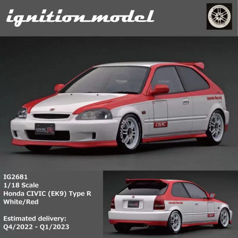 IG IGNITION 1:18 Honda CIVIC Civic EK9 Type R бесконечная ADVAN смоленная модель автомобиля