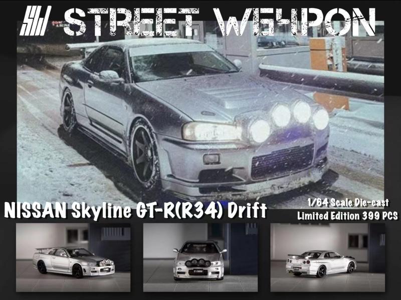 SW现货Street Weapon 1:64尼桑GTR34露营camper漂移drift汽车模型 - 图2