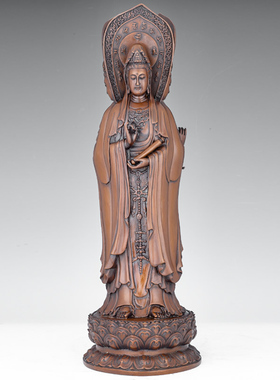 紫铜南海三面观音佛像