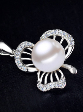 忘情草S925银人造珍珠水晶项链时尚韩版短款女士锁骨链生日礼物