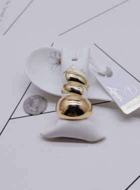 K285夸张质感时尚潮流气质名媛街拍几何镀真金套装创意金属戒指女