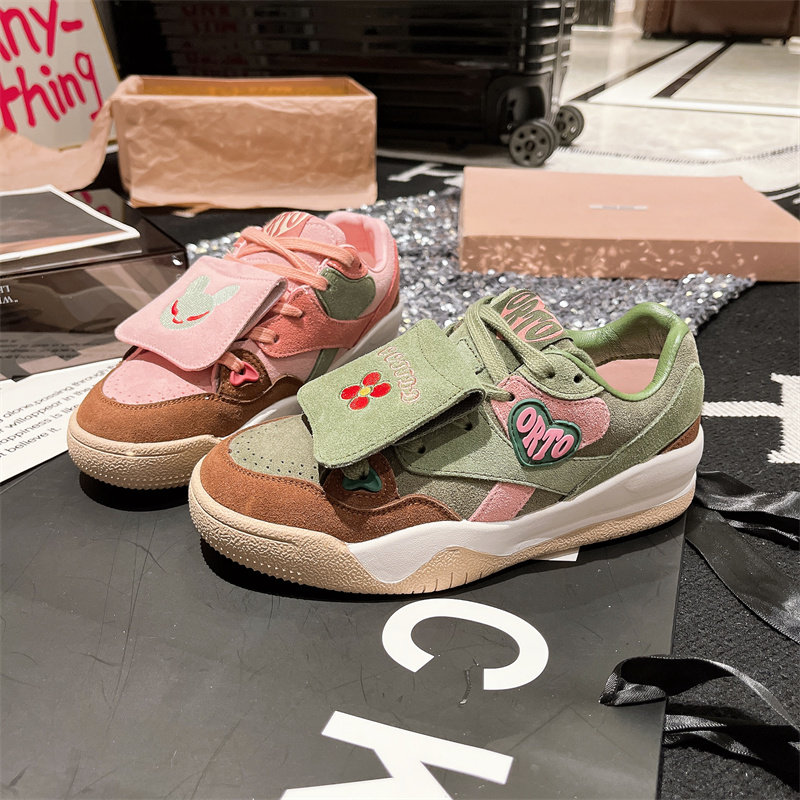 欧货真皮鸳鸯鞋AB款系带休闲鞋板鞋平底鞋字母粉绿面包鞋百搭女鞋,淘宝优惠券,粉丝福利购,淘宝优惠卷