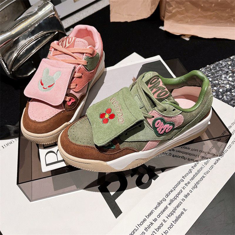 欧货真皮鸳鸯鞋AB款系带休闲鞋板鞋平底鞋字母粉绿面包鞋百搭女鞋,淘宝优惠券,粉丝福利购,淘宝优惠卷