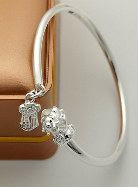 蝴蝶结银手镯送女朋友礼物