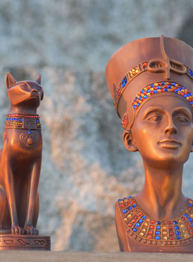 古典高贵埃及猫树脂摆件客厅餐厅金字塔店铺装饰猫神贝斯特纪念品