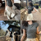 Superniniyy's must-have glutinous wool wool front-shoulder slim version round neck slim short-sleeved bottoming T-shirt for women