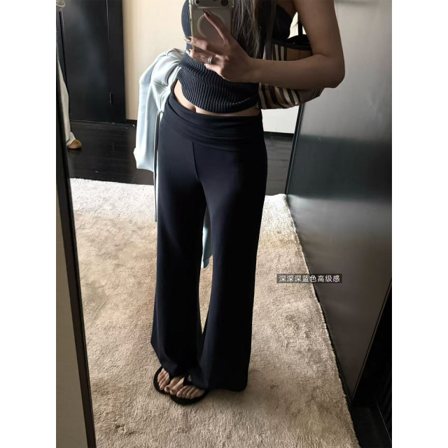 ອັບເກຣດ 2.0yoga folding waist cuffed, lazy ແລະສະດວກສະບາຍ, slimming ແລະກະທັດຮັດ-flared pants, trousers ສໍາລັບແມ່ຍິງ