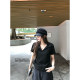 Superniniyy Gaozhi ອາວຸໂສ m1u ແບບ bookish elegant polo lapel ແອວບ່າຊື່, ເສື້ອທີເຊີດແຂນສັ້ນ