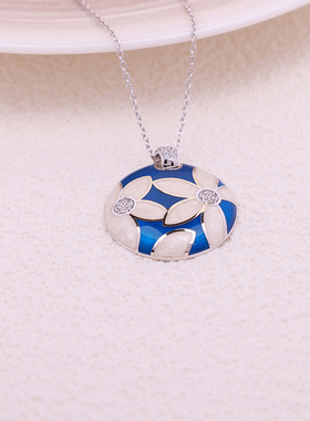 礼物珐琅彩吊坠西子美美S925银