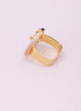 镶嵌天然开口戒镀18K金原创