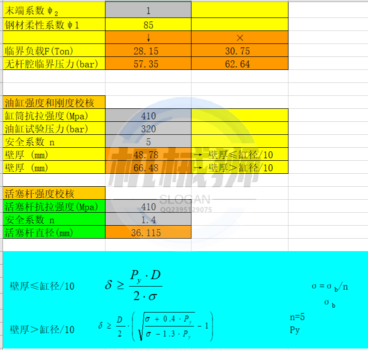 非标液压设计计算公式Excel表格/液压缸液压阀流量压力选型计算 - 图0