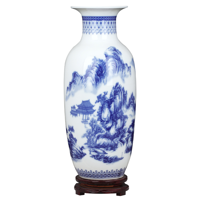 景德镇陶瓷器仿古青花瓷大花瓶摆件客厅富贵竹插花家居工艺装饰品
