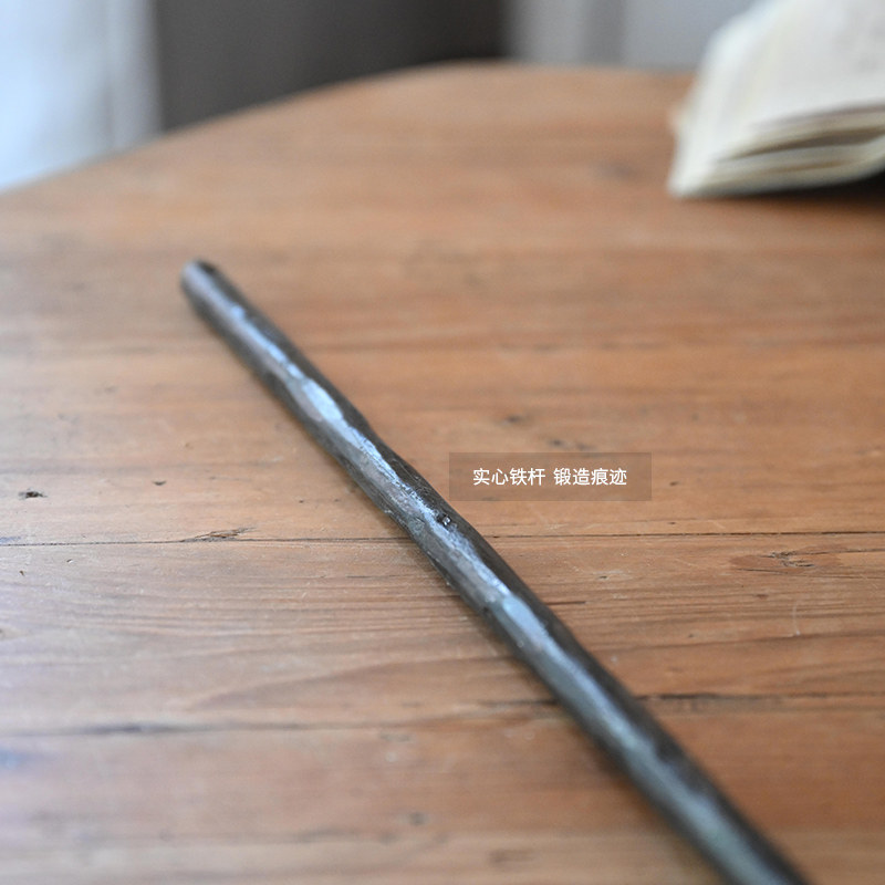 老铁匠窗帘杆定制 手工锻造实心铁黑色罗马杆 侘寂复古中古挂布杆,淘宝优惠券,粉丝福利购,淘宝优惠卷