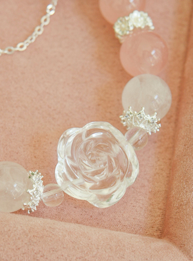 粉白水晶弹力手串大珠显瘦叠戴