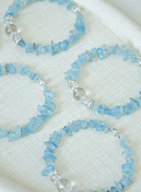水晶手串海蓝宝白水晶小清新治愈