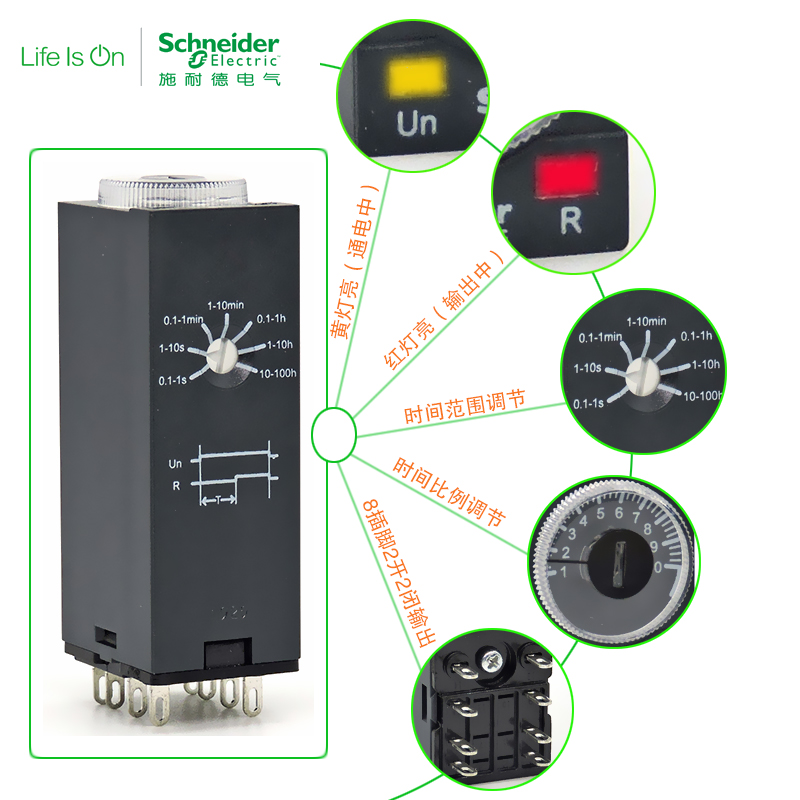 进口施耐德电子式时间继电器REXL2TMBD REXL2TMP7 DC 24V AC 230V - 图2