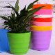 Simple round flowerpot large colorful plastic horizontal stripes