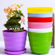 Simple round flowerpot large colorful plastic horizontal stripes
