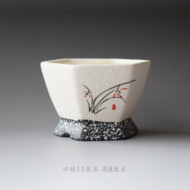 Succulent plant flower pots Succulent flower pots coarse pottery green plant ceramics simple personalized creative flower pots potted ceramic pots