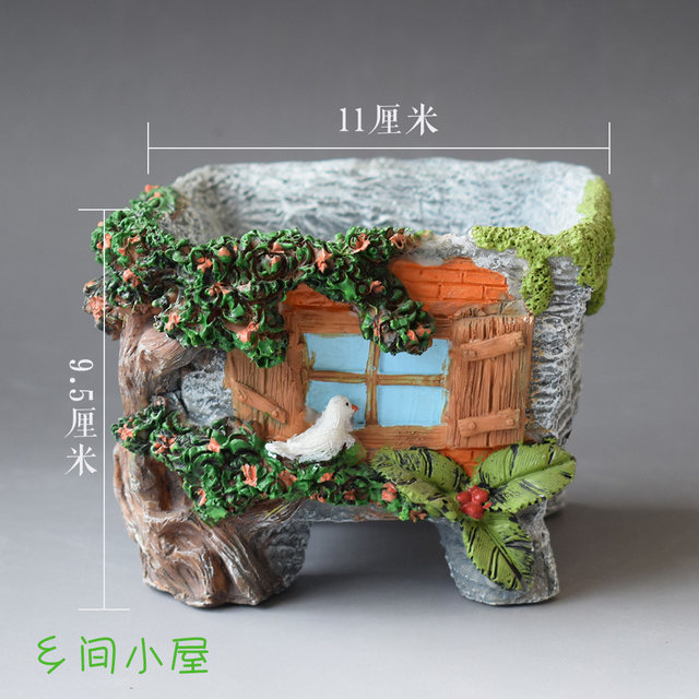 Succulent flowerpot resin flowerpot cartoon personality pastoral green plant pot succulent flowerpot rectangular simple flowerpot