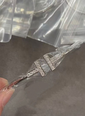 猫酱自制 s999足银手镯素圈简单轻奢精致小姐姐手环手镯带钻微闪