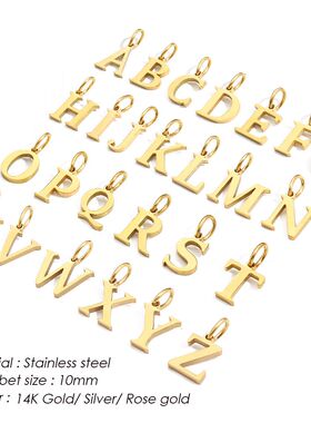 热销女士A-Z英文字母吊坠项链时尚百搭钛钢字母锁骨链饰品