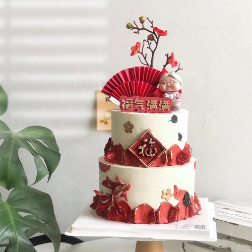 蛋糕装饰祝寿主题寿公寿婆寿桃摆件件软陶树脂搪胶硅胶模烘焙装饰 - 图2