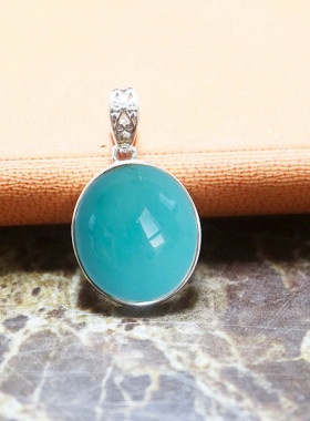 宏利925纯银吊坠空托蛋形松石