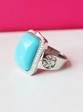 宏利s925纯银戒指空托南红蜜蜡