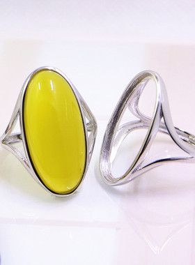 宏利戒指空托定做欧款蜜蜡925