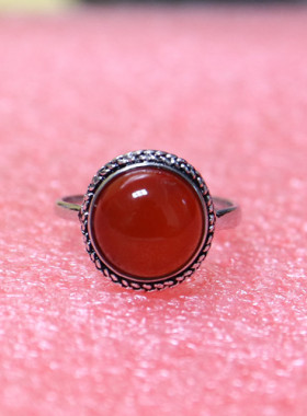 纯银定做镶嵌蜜蜡琥珀戒指空托