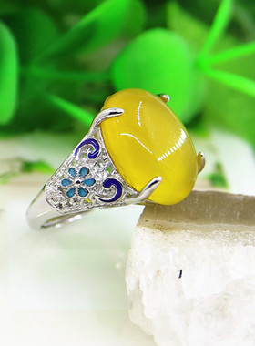 宏利925纯银戒指空托女景泰蓝