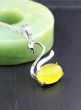 纯银镶嵌蜜蜡琥珀玉石吊坠空托